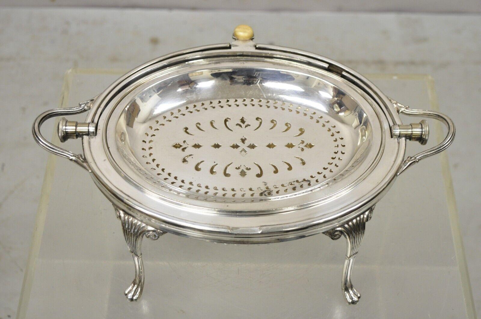 Regency English Sheffield Victorian Silver Plated Rotating Dome Serving Dish Warmer For Sale