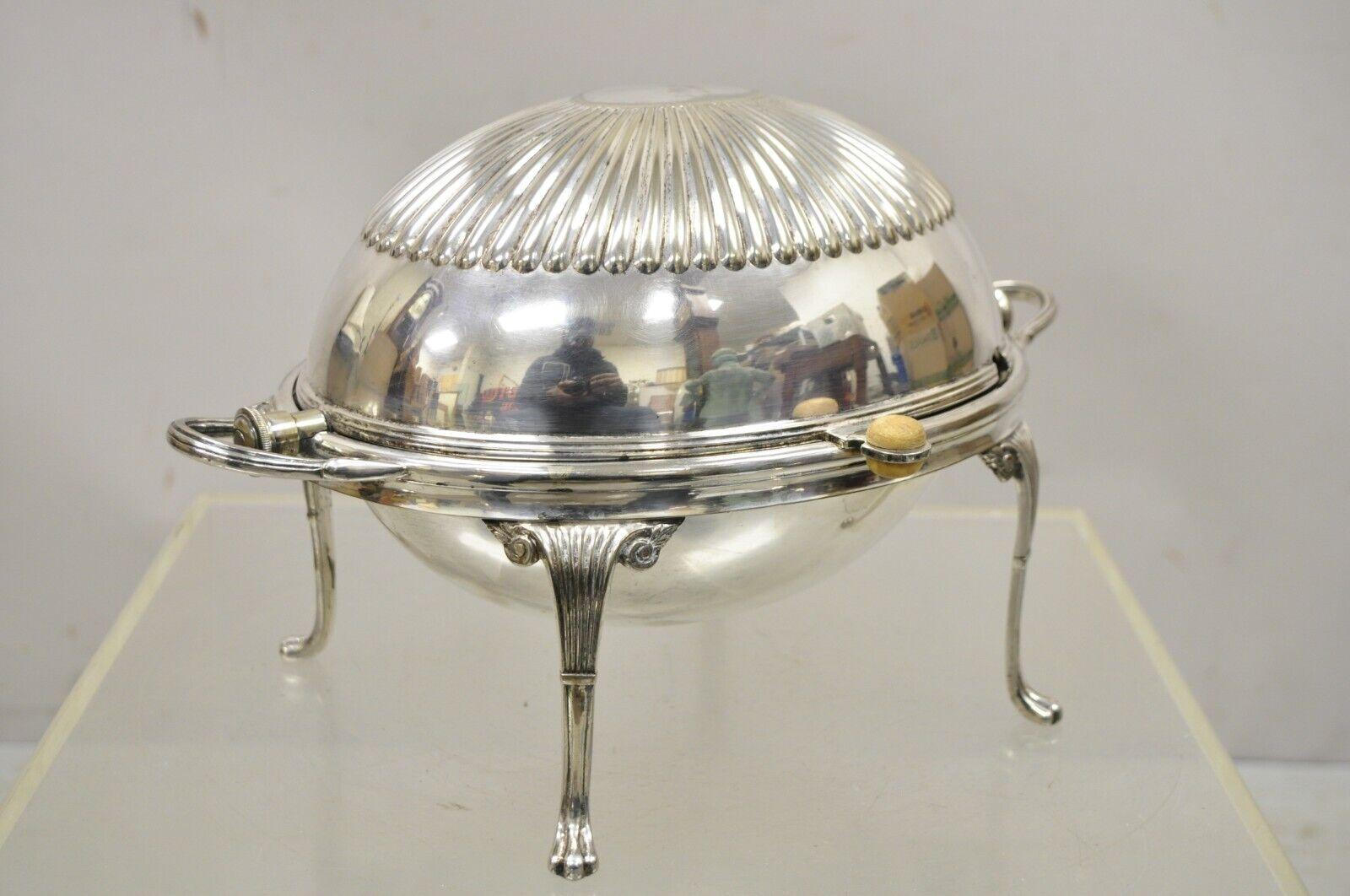 British English Sheffield Victorian Silver Plated Rotating Dome Serving Dish Warmer For Sale
