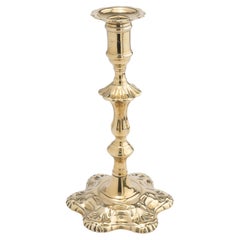 English shell base Queen Anne candlestick, 1760