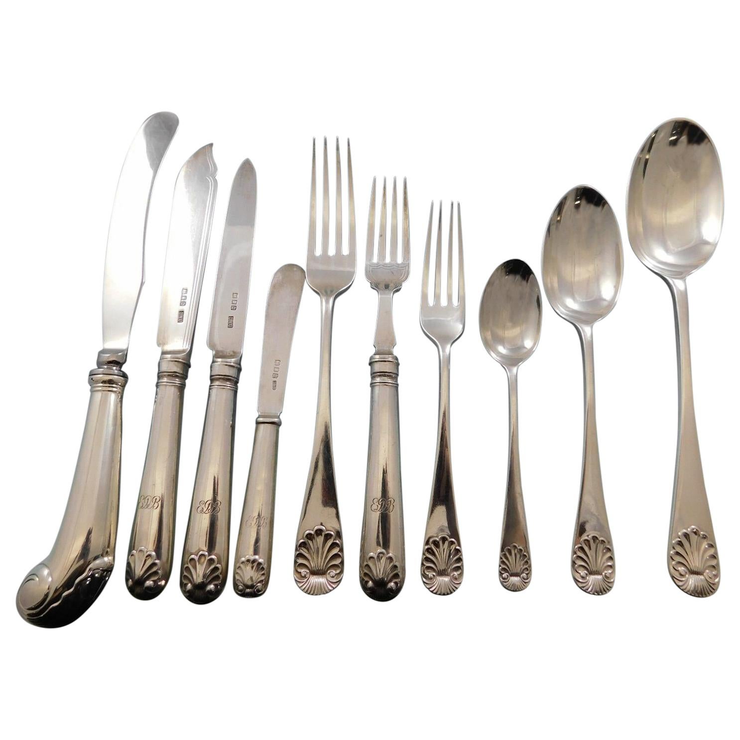 English Shell by Crichton Brothers Sterling Silver Flatware Set Service English