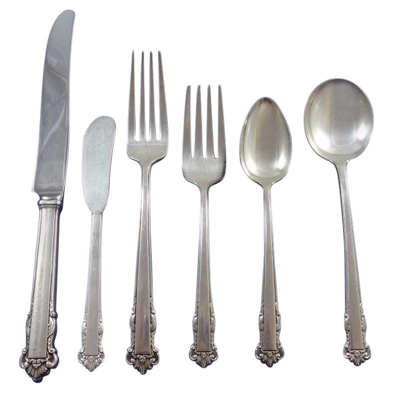 English Shell by Lunt Sterling Silver Flatware Service for Eight Set 55 Pieces For Sale
