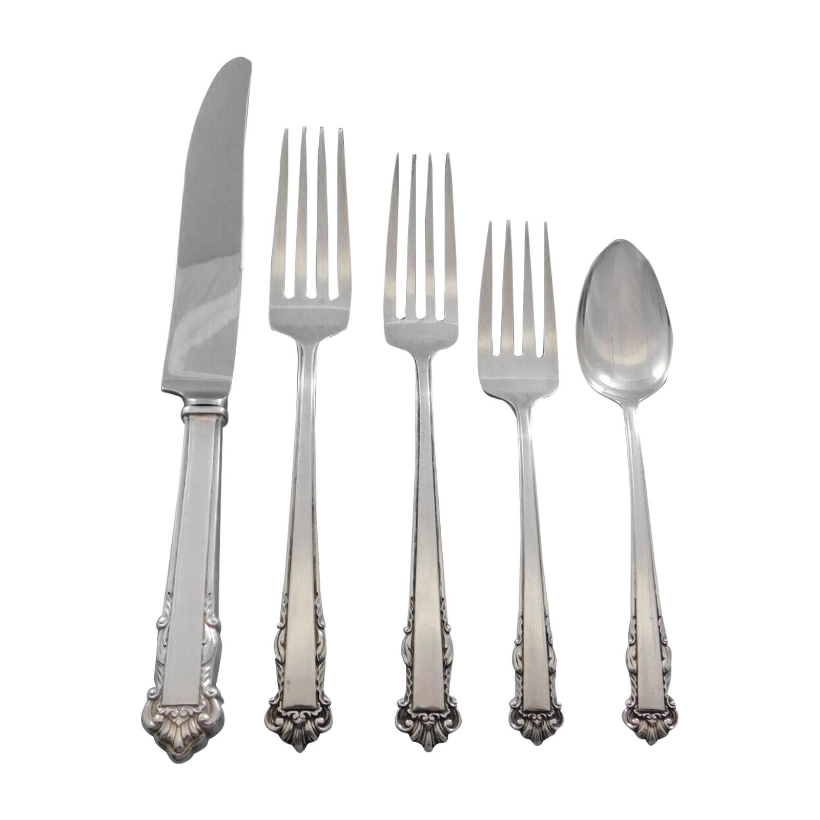 English Shell by Lunt Sterling Silver Flatware Set for 12 Service 63 Pcs Dinner For Sale
