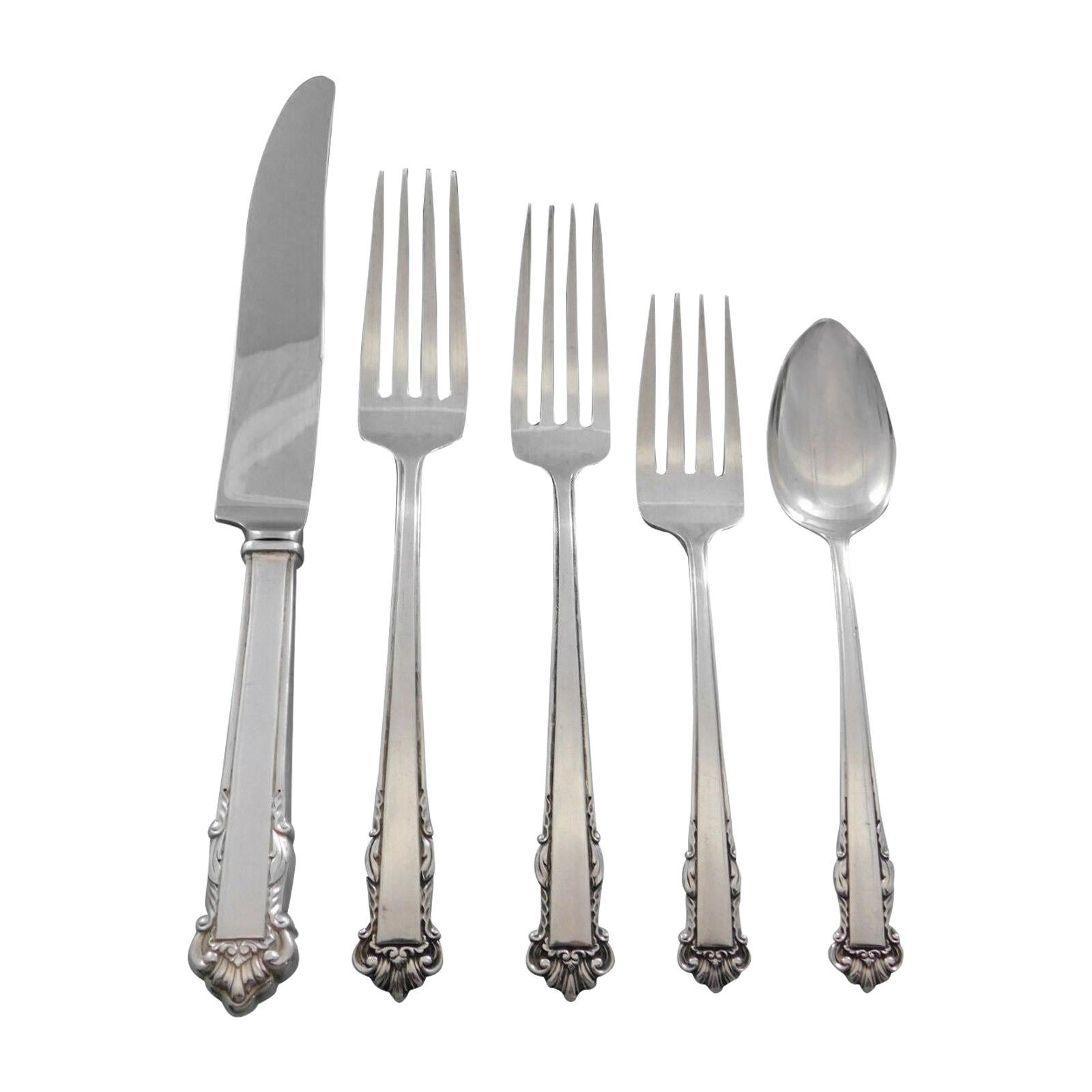 Juego de Cubiertos de Plata de Ley Concha Inglesa de Lunt Silver para 12 Servicios Cena 63 Piezas