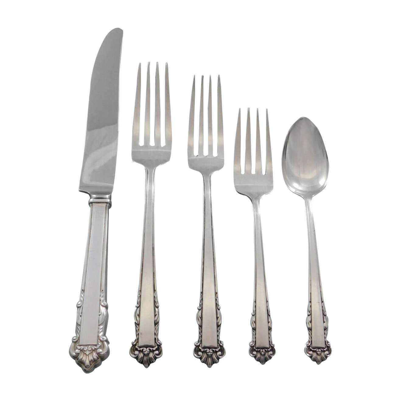English Shell by Lunt Sterling Silver Flatware Set for 12 Service 63 ...