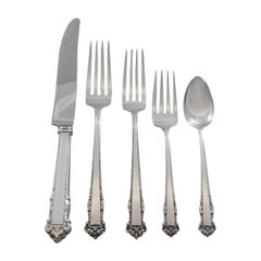 Juego de Cubiertos de Plata de Ley Concha Inglesa de Lunt Silver para 12 Servicios Cena 63 Piezas