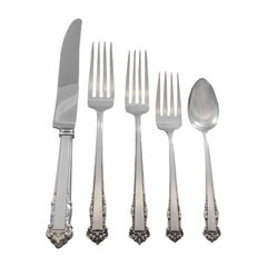 Retro English Shell by Lunt Sterling Silver Flatware Set for 12 Service 63 Pcs Dinner