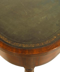 English Sheraton 19th Century Mahogany Game Table with Green Leather Top