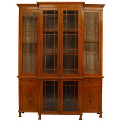 English Sheraton 19th Century Satinwood Breakfront Cabinet