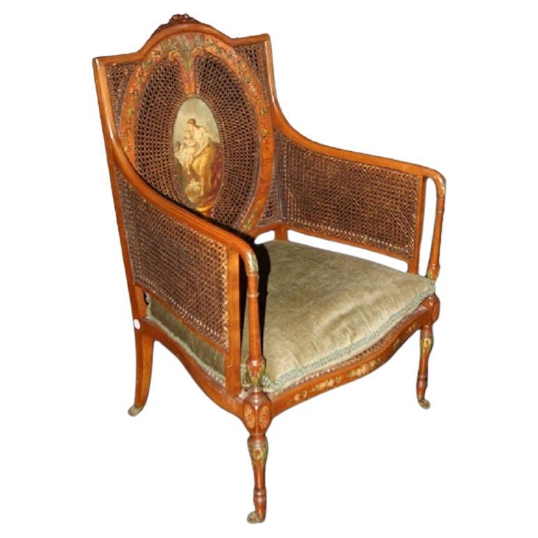 English Sheraton Armchair from the Early 1800s, Made of Mahogany Wood For Sale