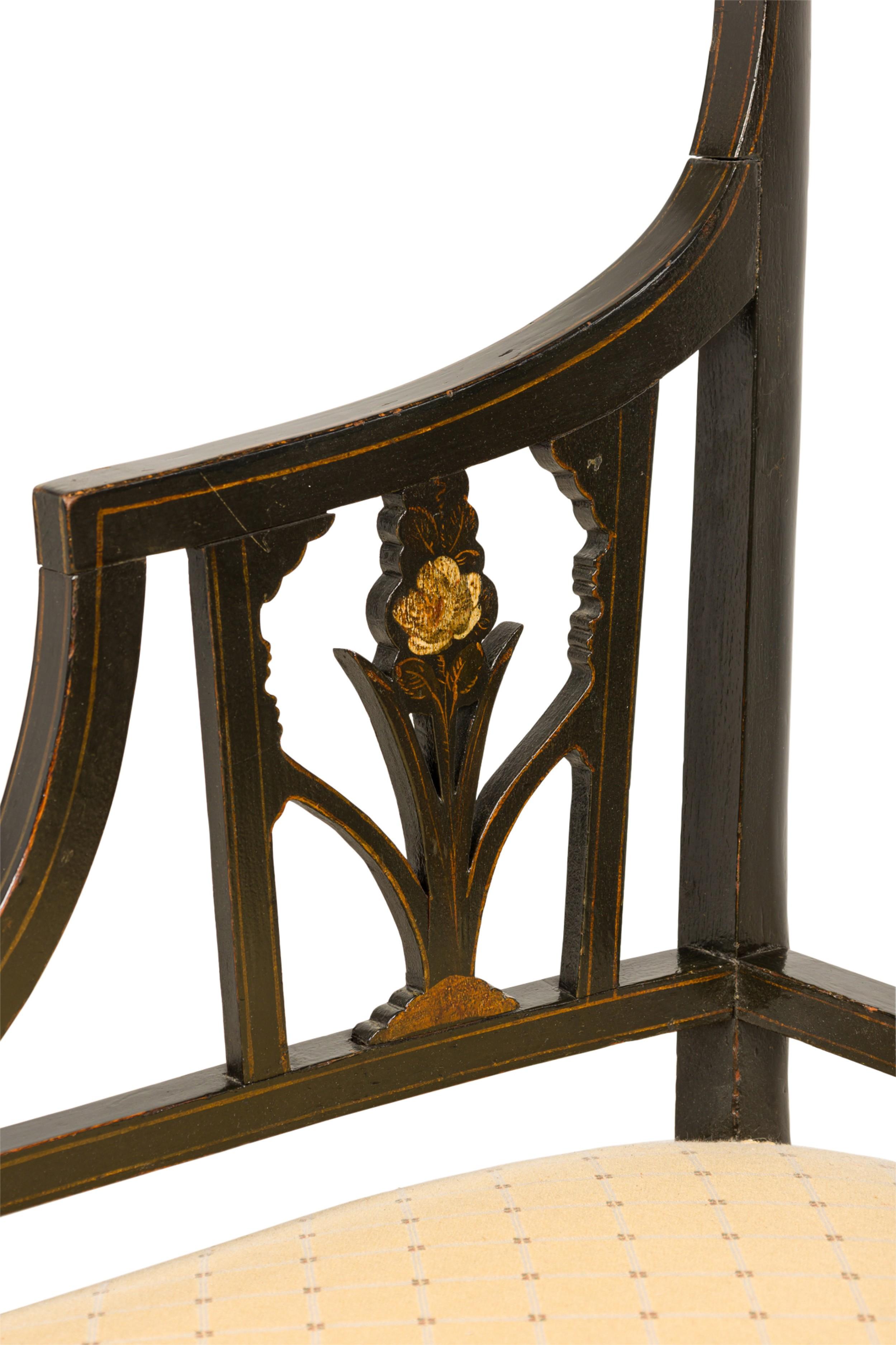 Causeuse English Sheraton laquée noire en vente 1