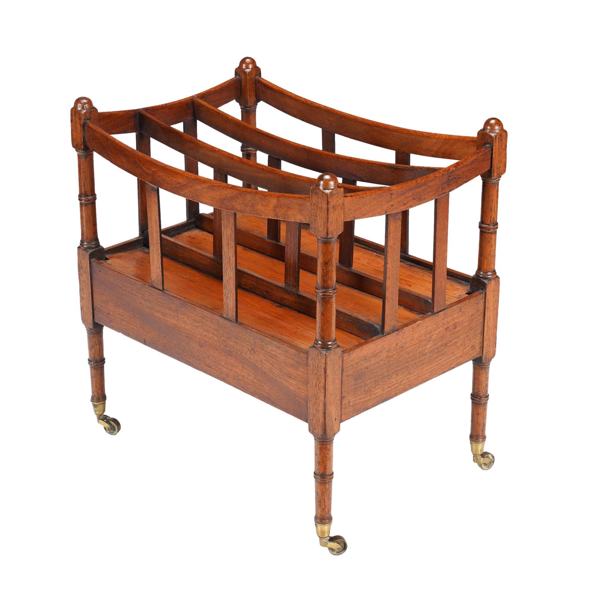 Brass English Sheraton Mahogany Canterbury, c. 1800-20