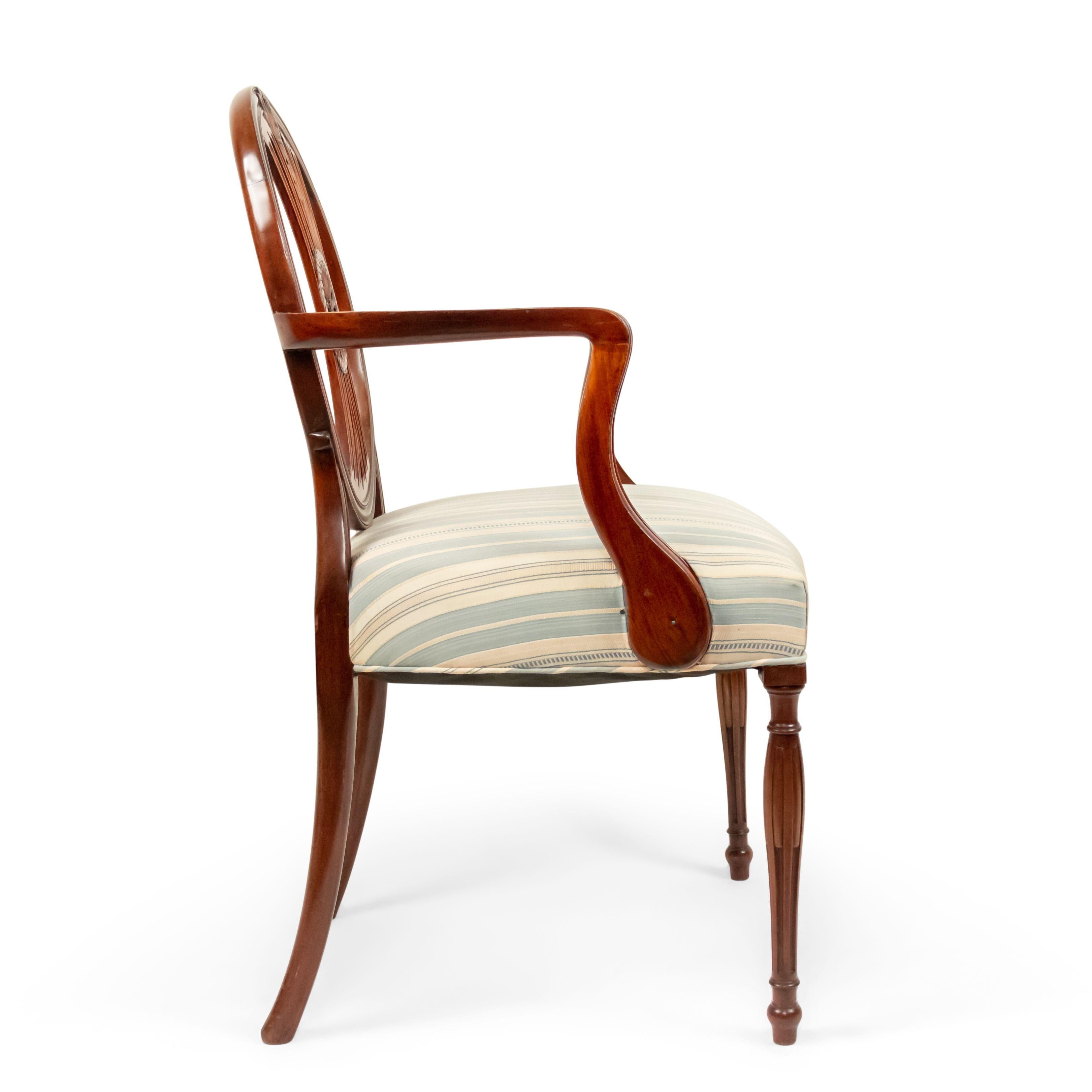 20th Century English Sheraton Mahogany Medallion Chairs For Sale