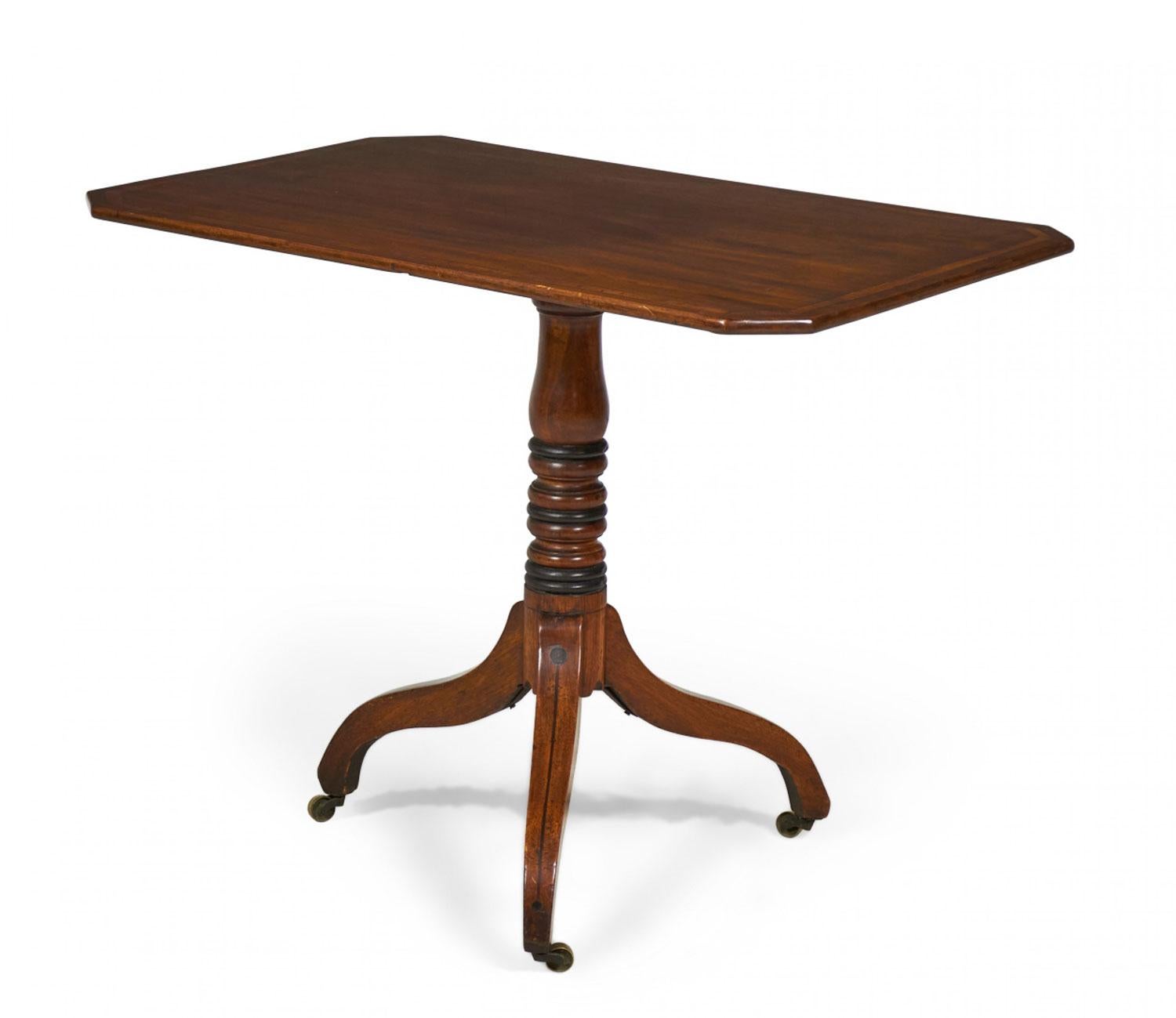 19th Century English Sheraton Mahogany Tilt Top Tea Table For Sale