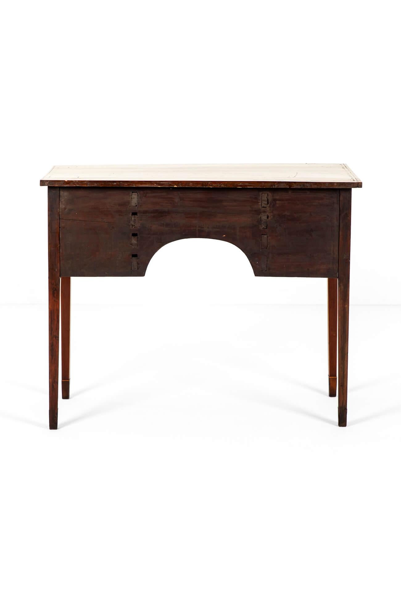 Marquetry English Sheraton Revival Bow front Serving Table For Sale