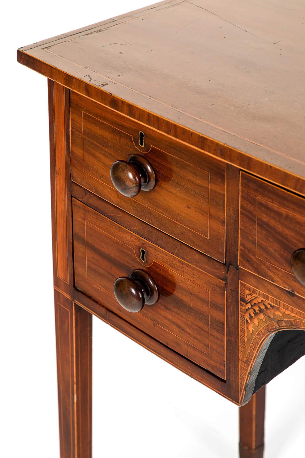 19th Century English Sheraton Revival Bow front Serving Table For Sale