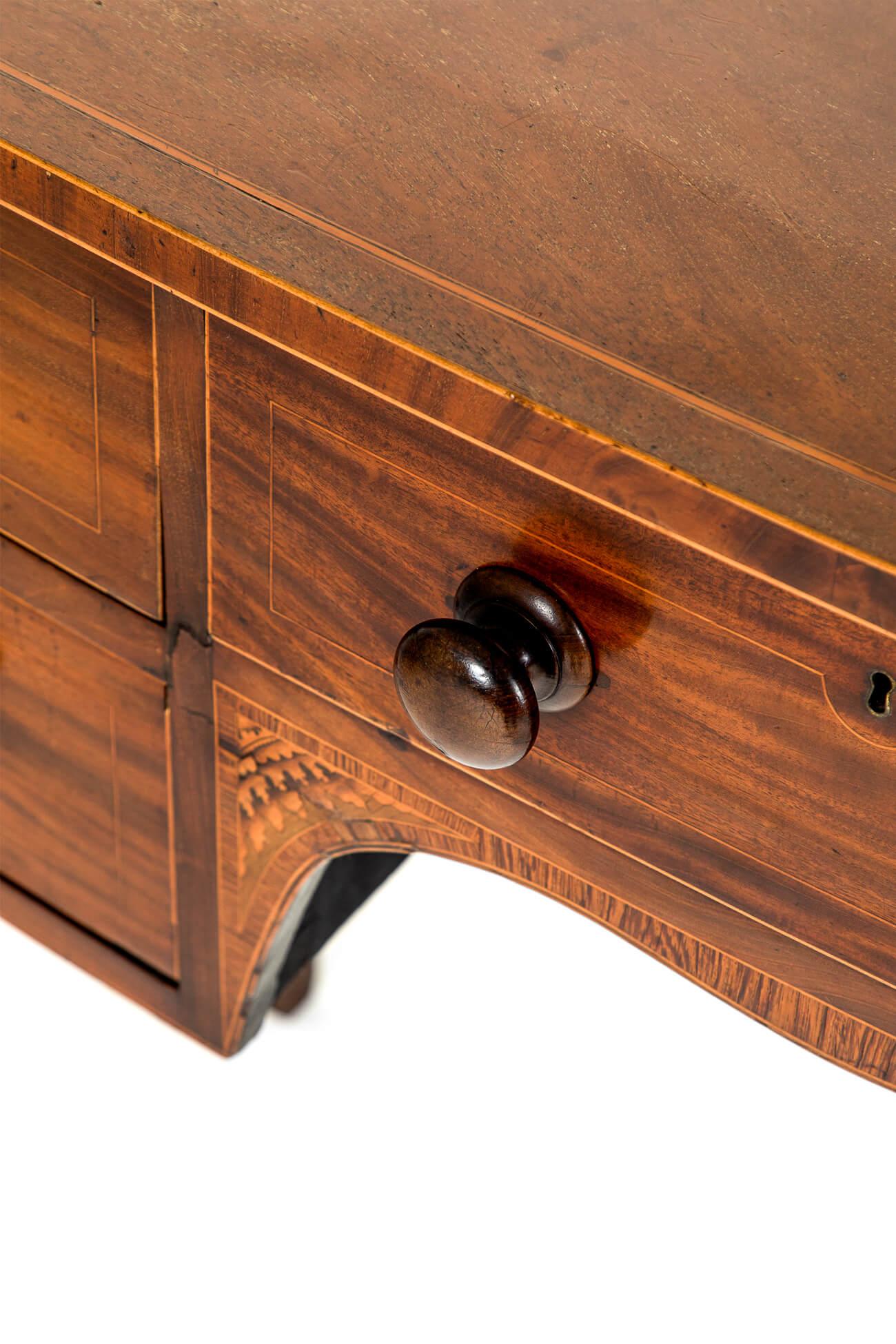 Mahogany English Sheraton Revival Bow front Serving Table For Sale