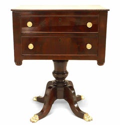 English Sheraton Style ‘19th Century’ Pedestal Base End Table