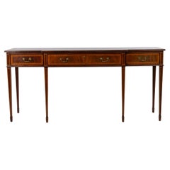 English Sheraton Style Mahogany and Satinwood Inlaid Console Table