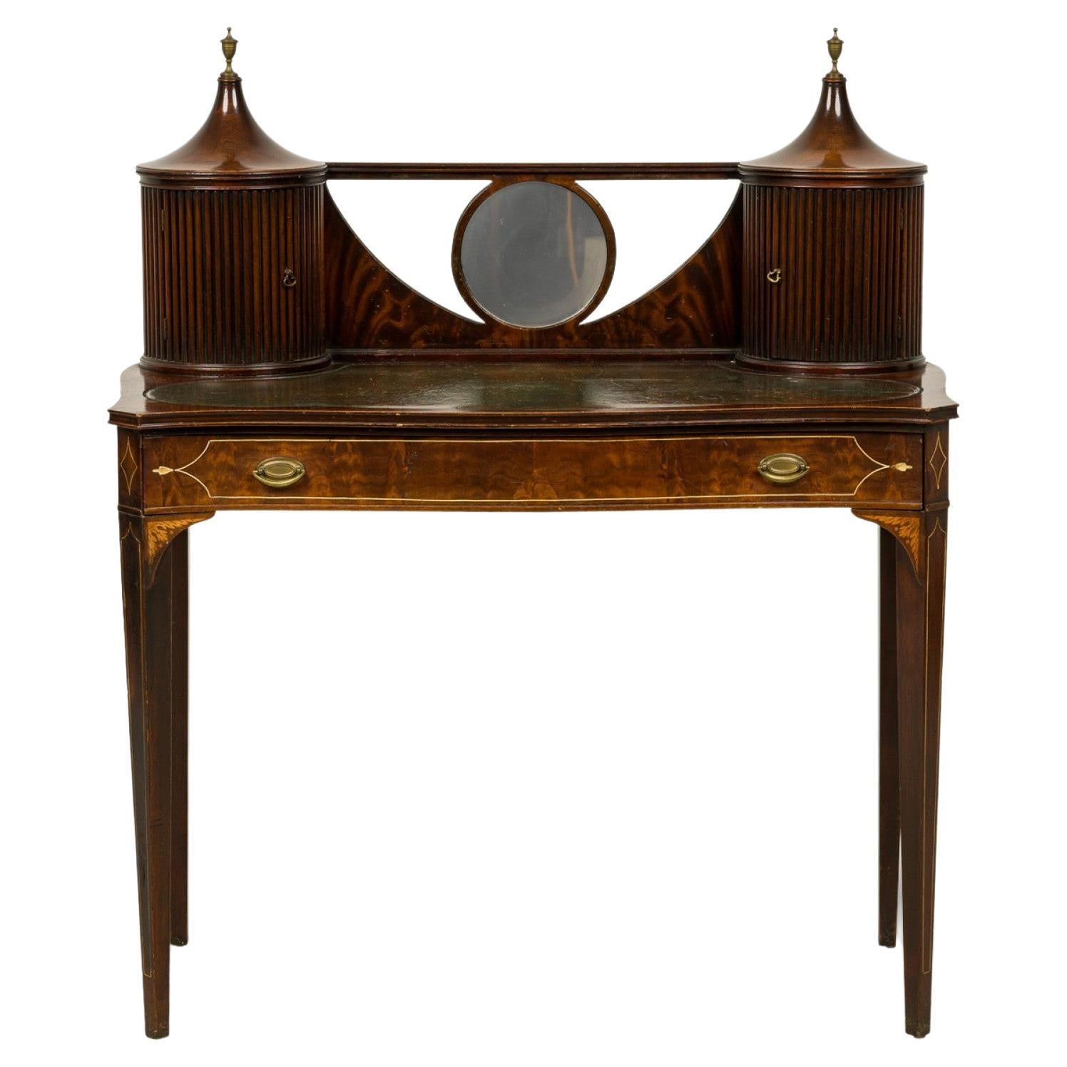 English Sheraton Style Mahogany Vanity / Desk For Sale