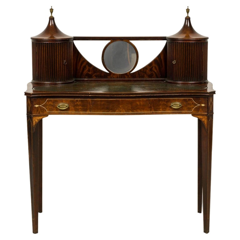 English Sheraton Style Mahogany Vanity / Desk For Sale at 1stDibs