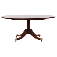 English Sheraton Style Oval Mahogany Saber Leg Coffee Table