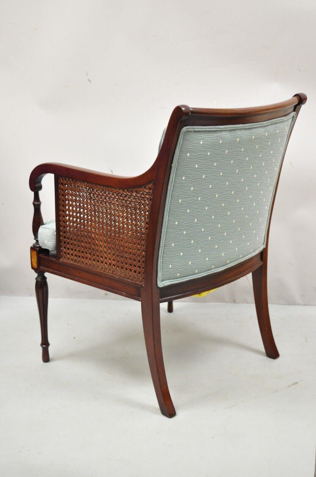 English Sheraton Style Regency Cane Arm Chair Mahogany Frame 6