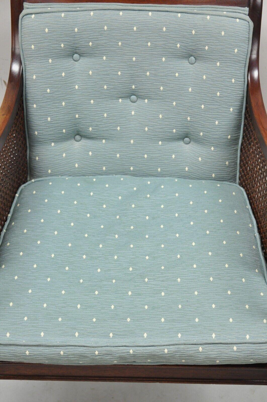 English Sheraton Style Regency Cane Arm Chair Mahogany Frame 2