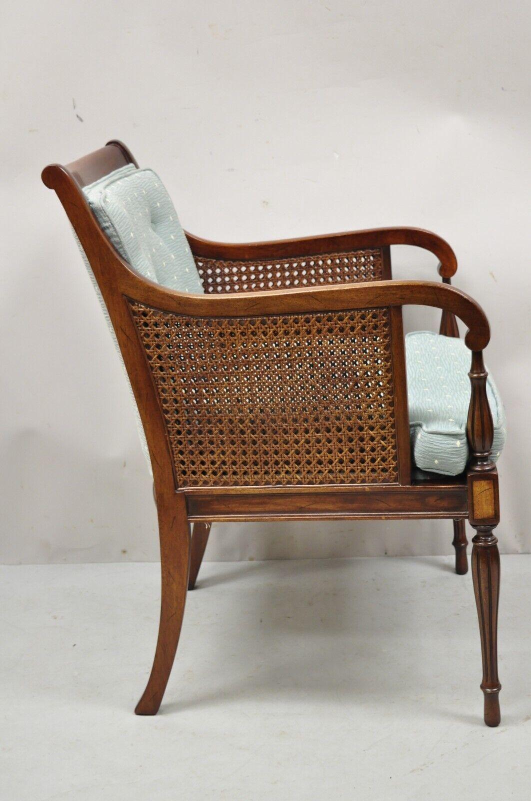 English Sheraton Style Regency Cane Arm Chair Mahogany Frame 3