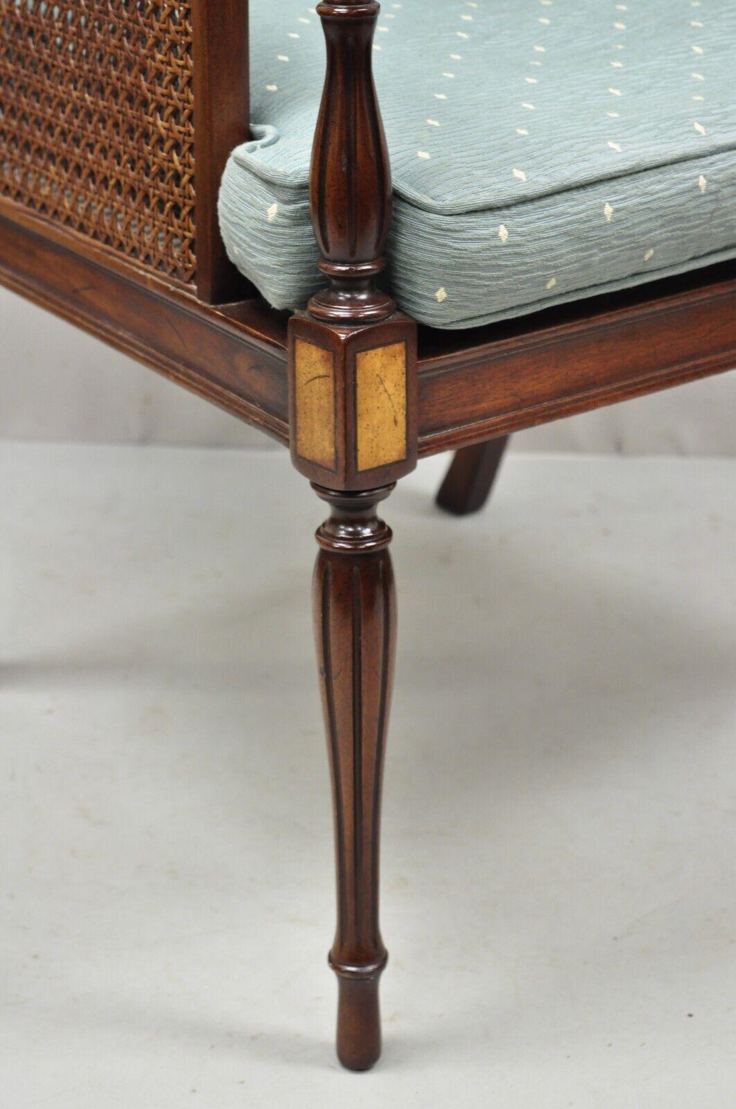 English Sheraton Style Regency Cane Arm Chair Mahogany Frame 5