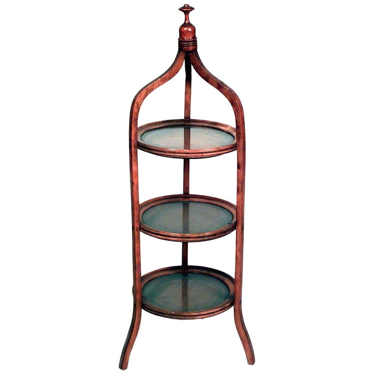 English Sheraton Style Satinwood 3Tier Muffin Stand For Sale at 1stDibs