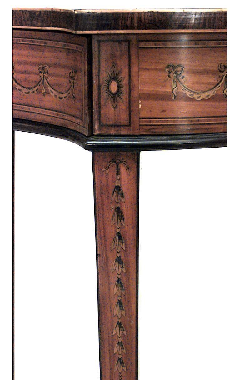 English Sheraton Satinwood Kidney End Table For Sale 2