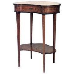 Antique English Sheraton Satinwood Kidney End Table