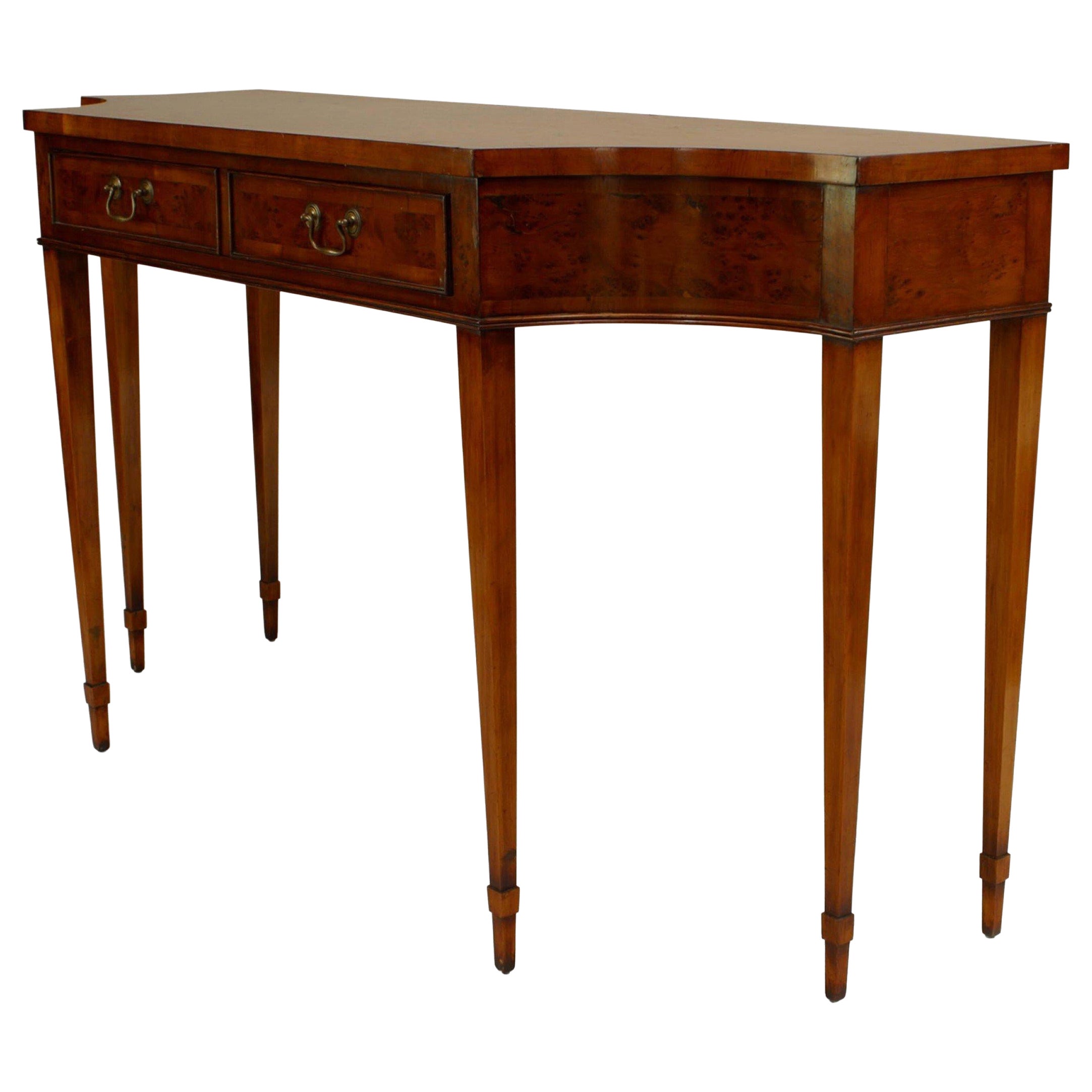 English Sheraton Yew Wood Console Table