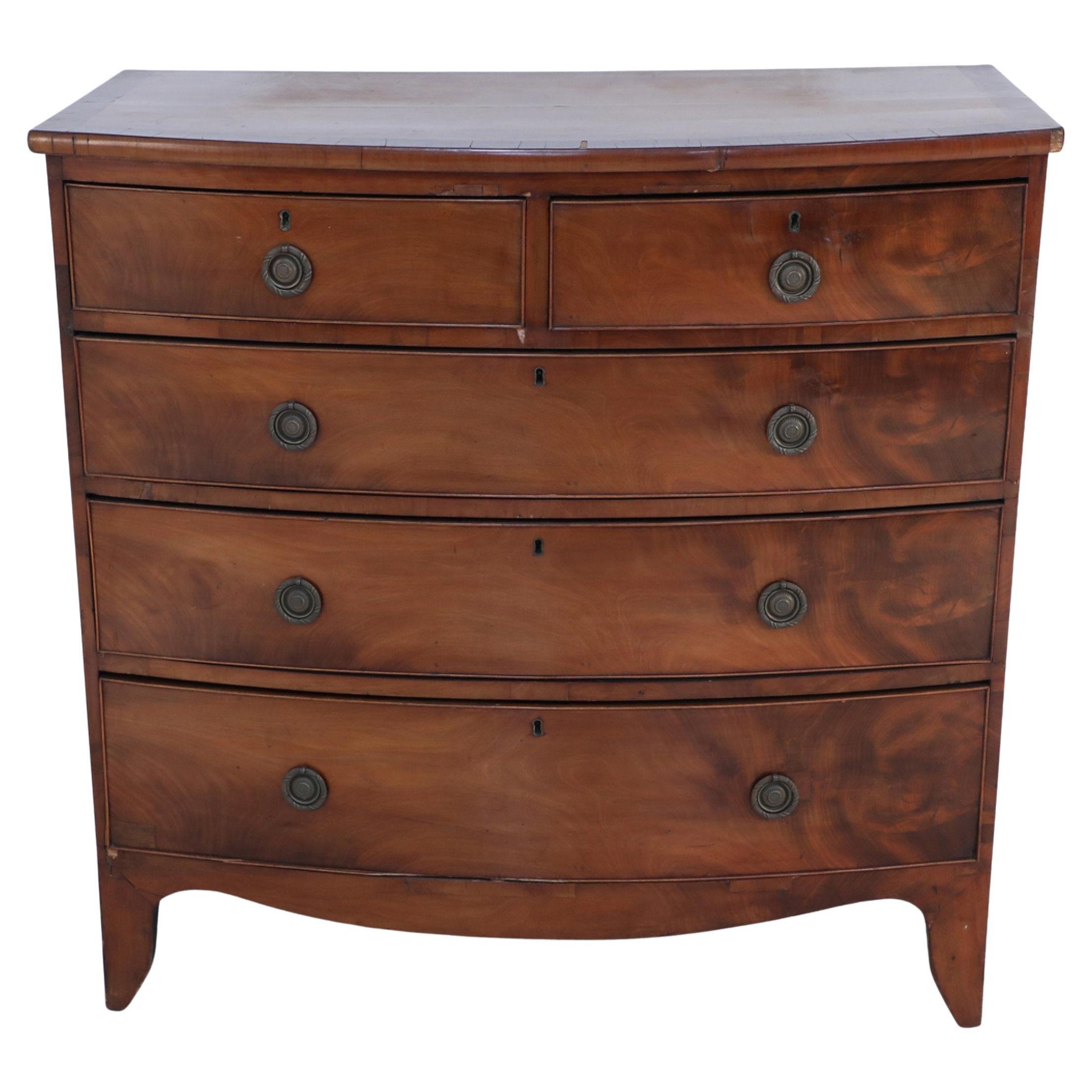 Hepplewhite Bow Front Tall Chest at 1stDibs