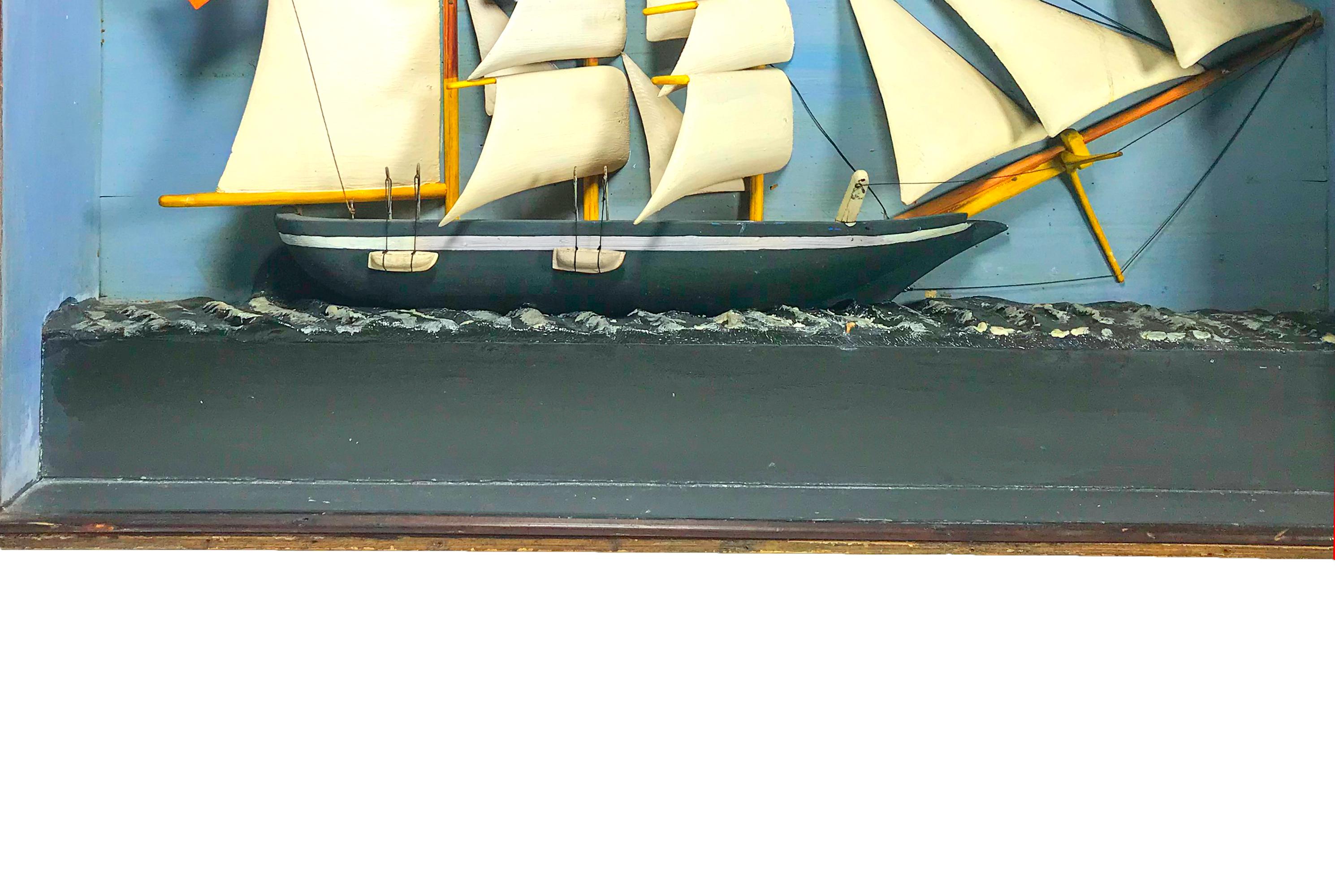 Hand-Carved English Ship Diorama