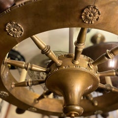 English Ship Wheel Chandelier