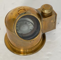 English Ship's Binnacle Compass of Brass with Side Burner Light
