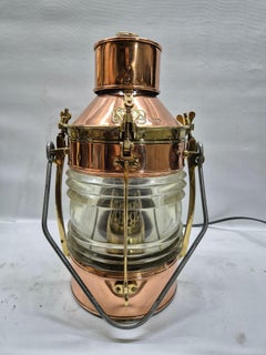 English Ship's Lantern in Copper Case with Two Lenses