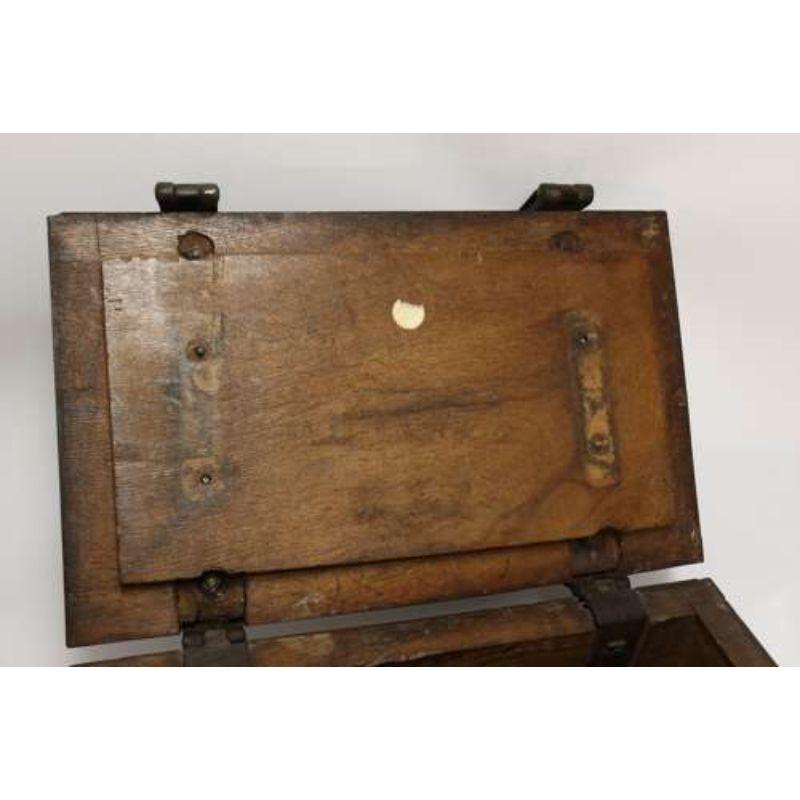 English ships or country house carved oak and steel bound strong box, circa 1840 For Sale 2