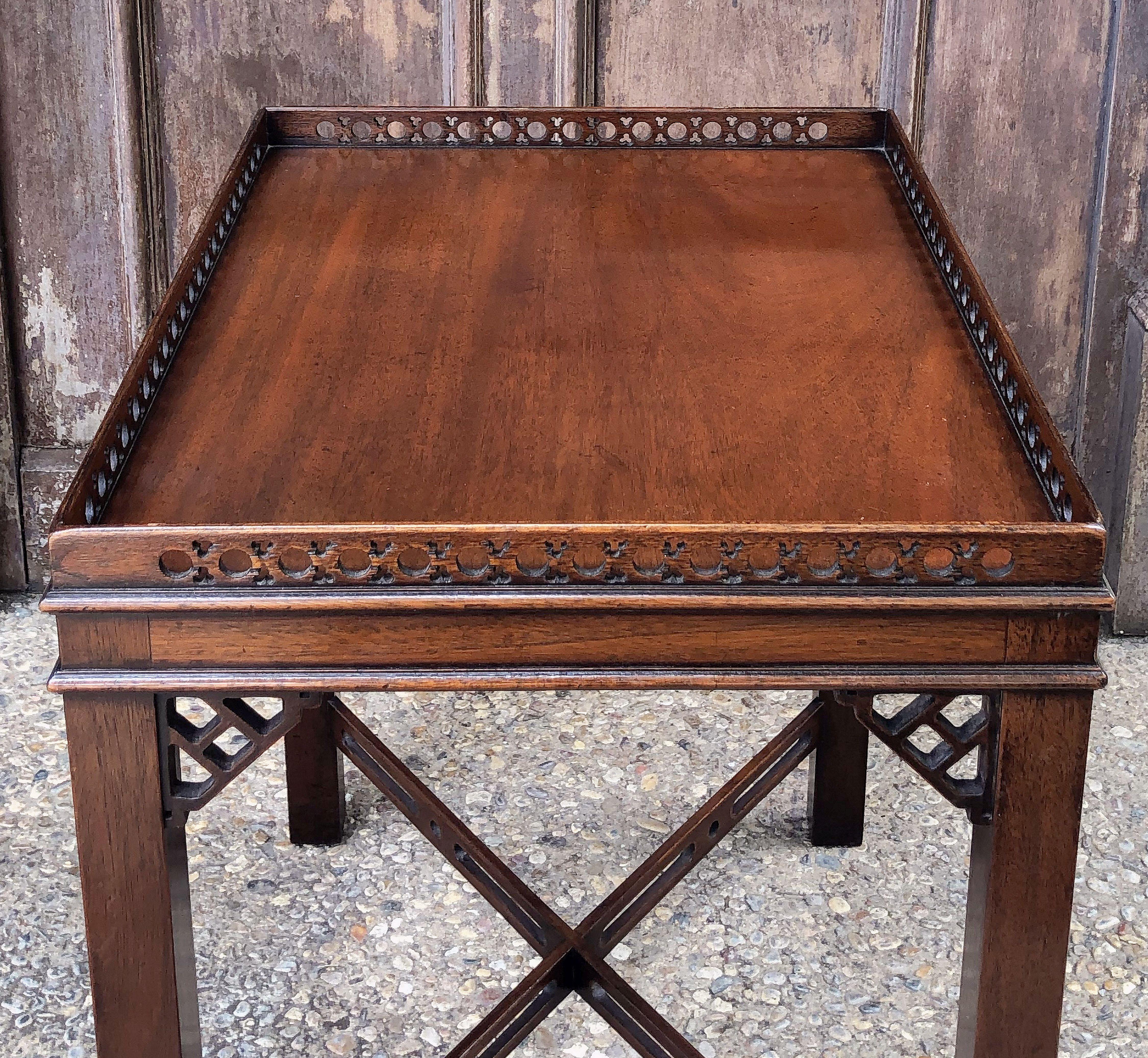 Wood English Side or End Table of Mahogany in the Chippendale Style