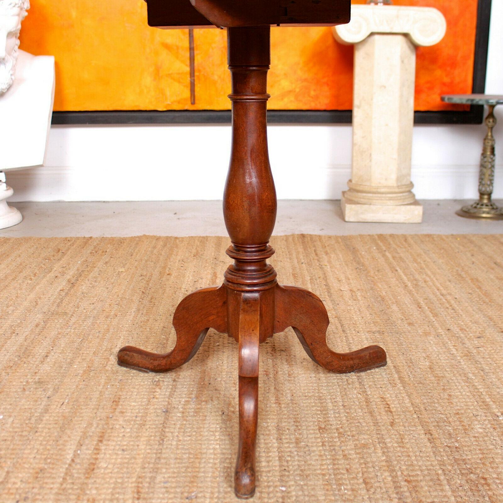 English Side Table Drop-Leaf Tripod 19th Century Mahogany Victorian Side Table For Sale 2