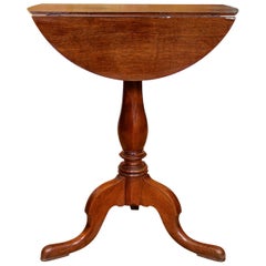 English Side Table Drop-Leaf Tripod 19th Century Mahogany Victorian Side Table