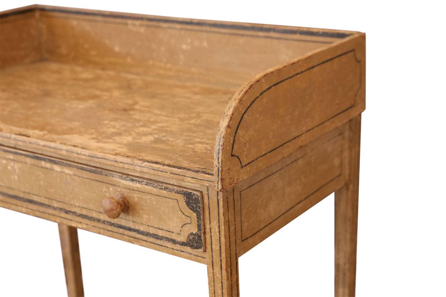 Hand-Carved Ocher Color English Side Table