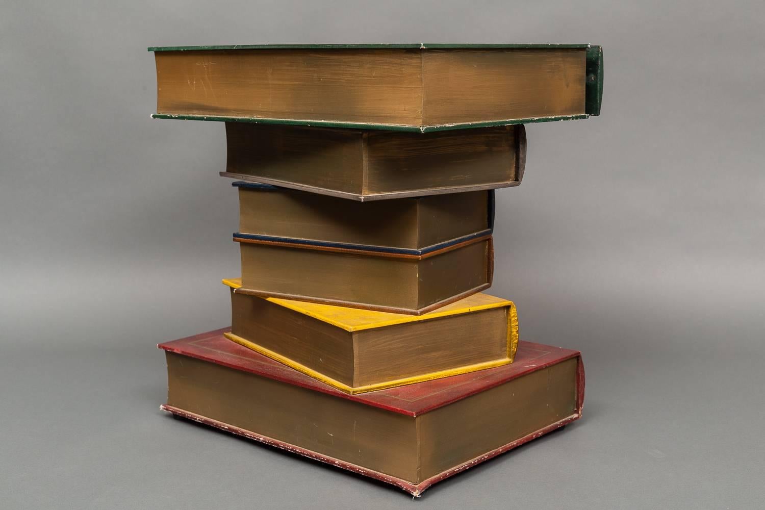 20th Century English Side Table in the Shape of Stacked Books