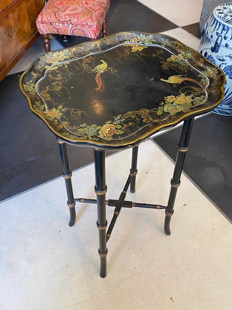 Victorian English SIDE TABLE with faux bamboo Dextel For Sale