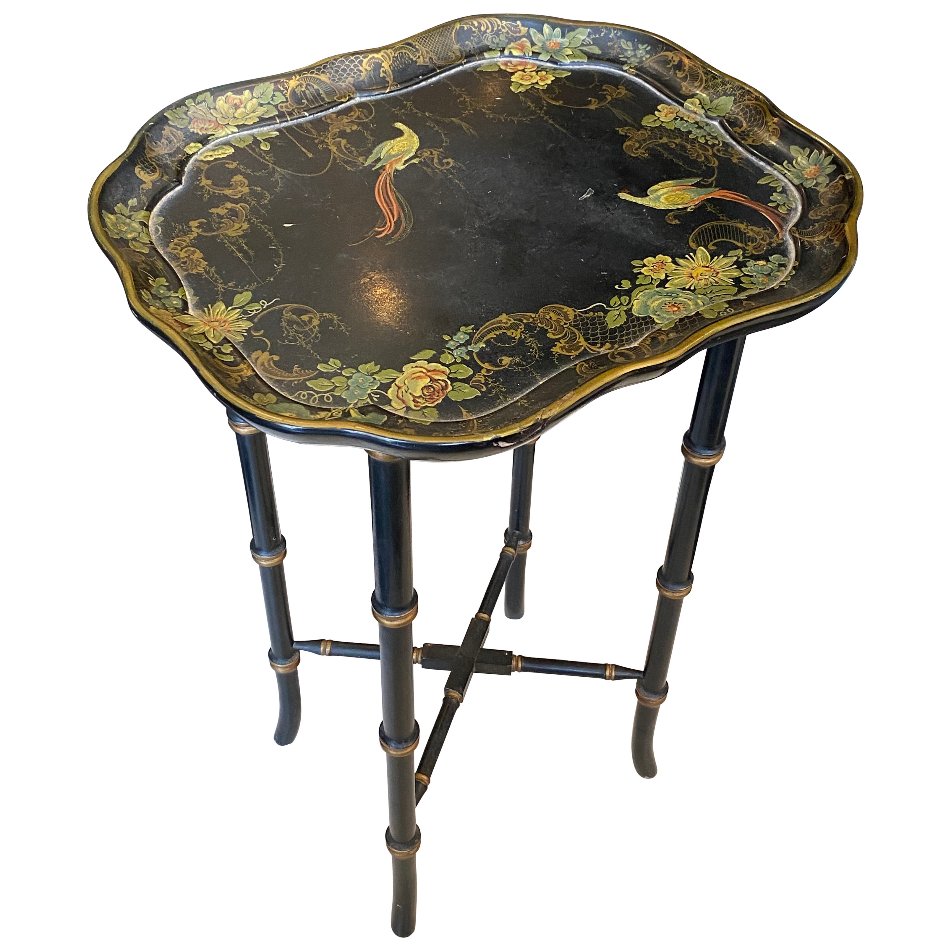 English SIDE TABLE with faux bamboo Dextel For Sale