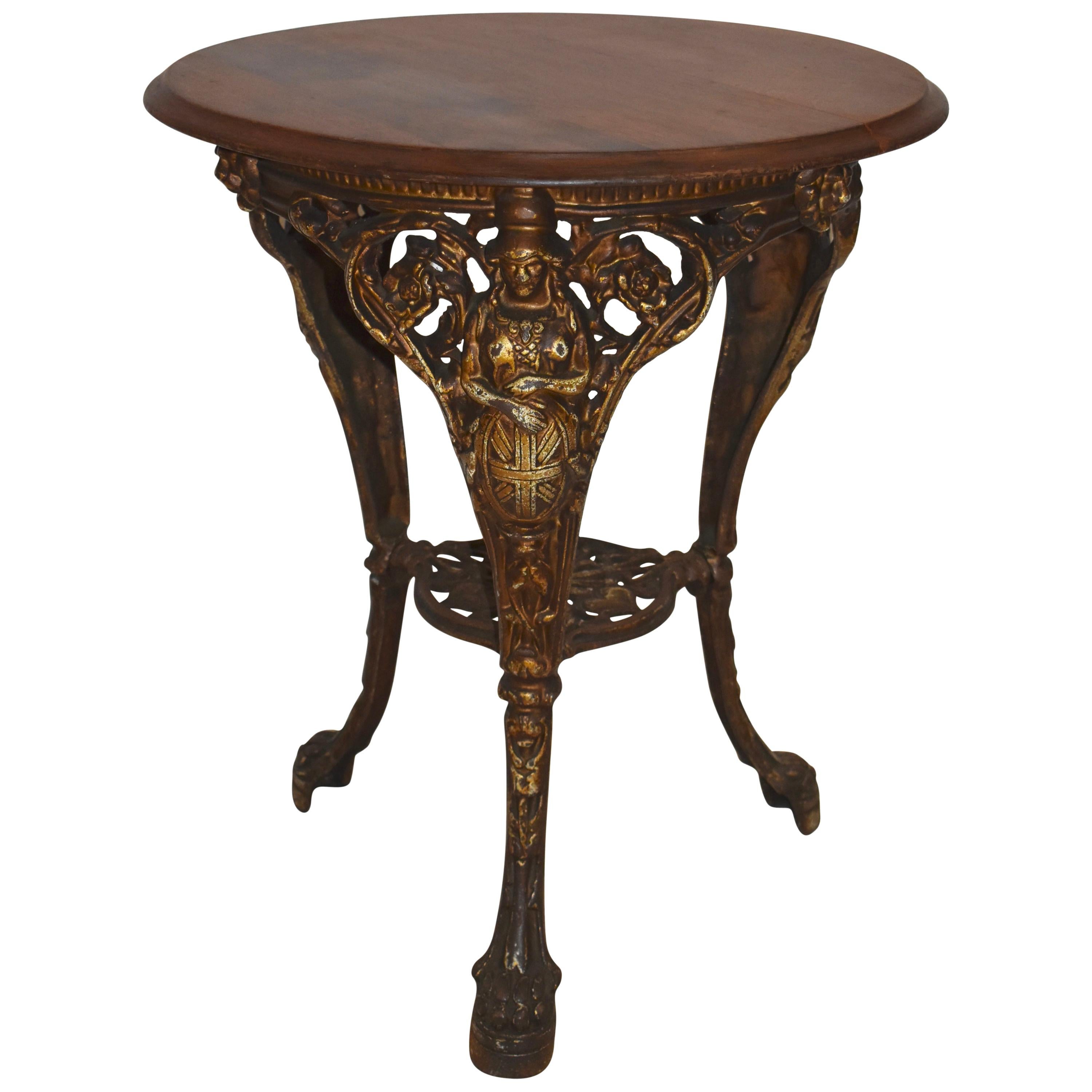 English Side Table with Iron Base, circa 1895 For Sale