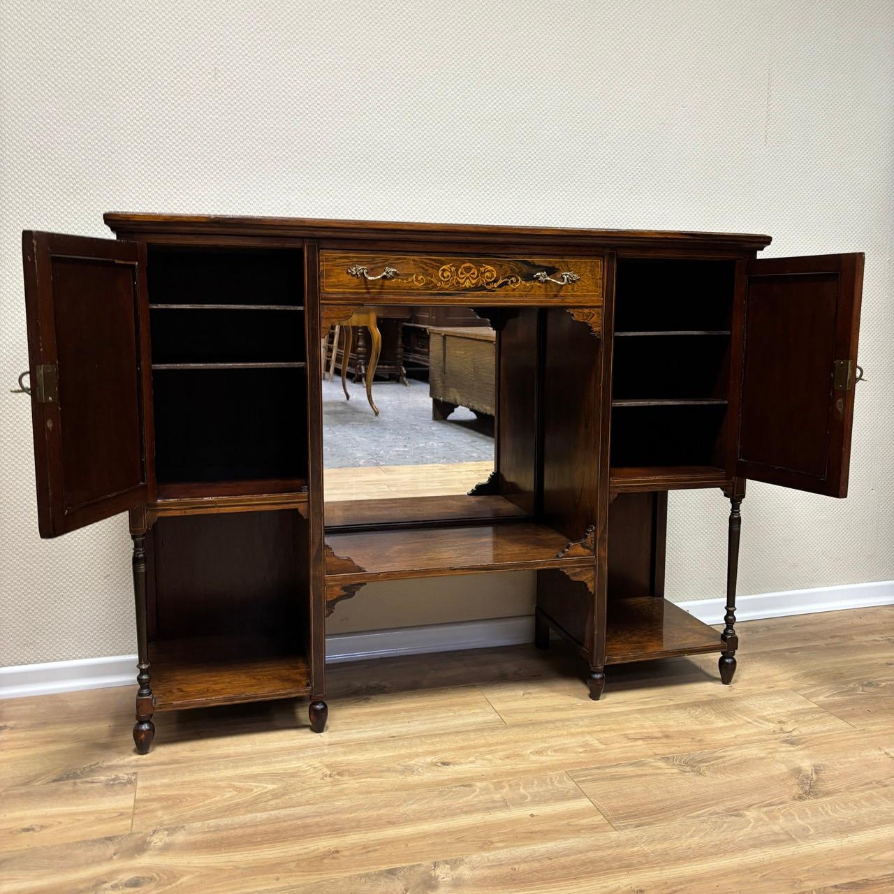 Enfilade anglais vers 1900  palissandre avec incrustations de buis 5