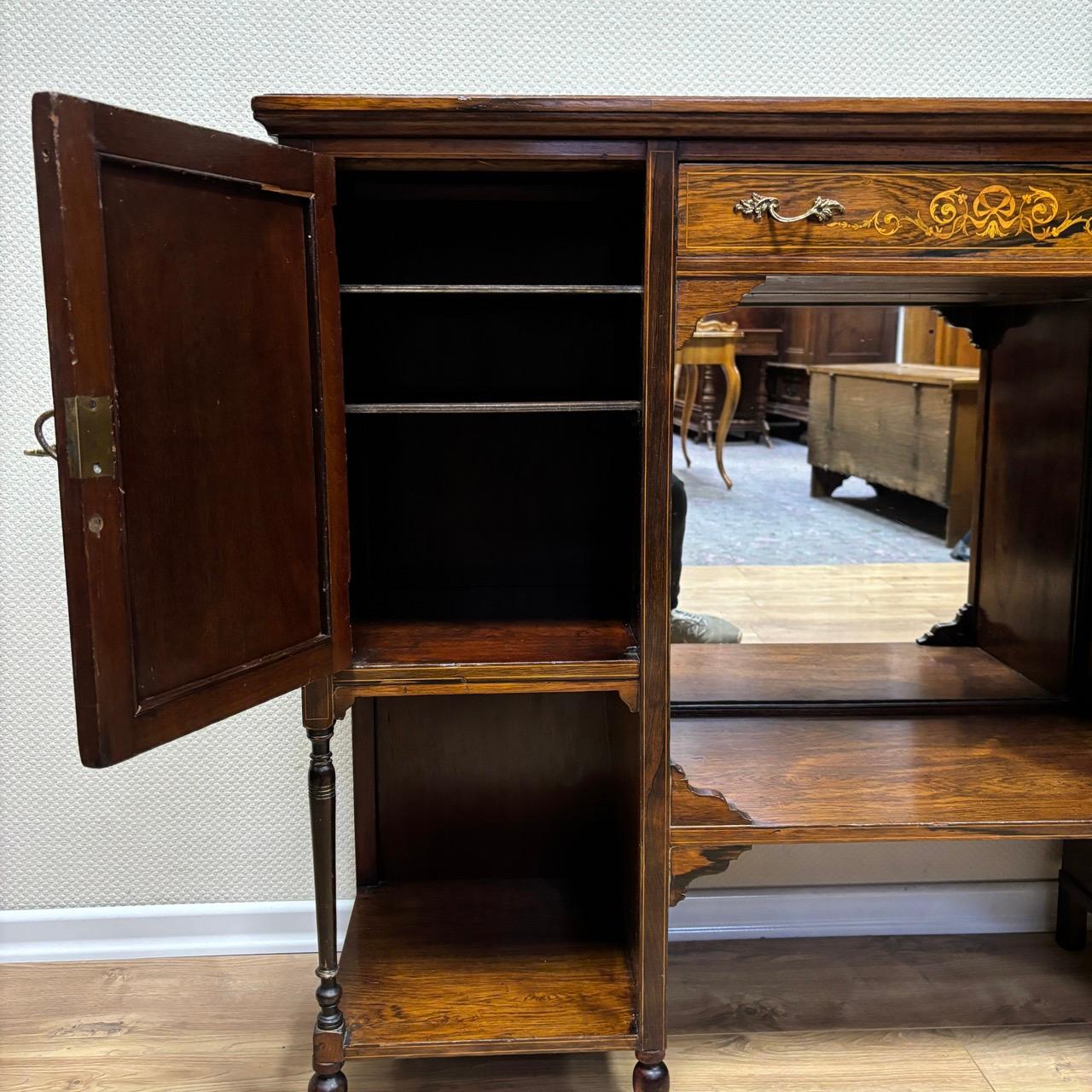 Enfilade anglais vers 1900  palissandre avec incrustations de buis 7