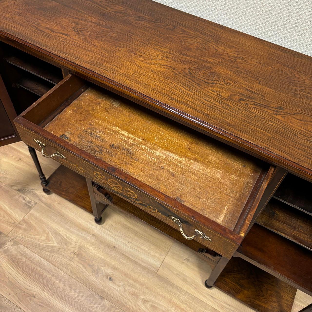 Enfilade anglais vers 1900  palissandre avec incrustations de buis 8